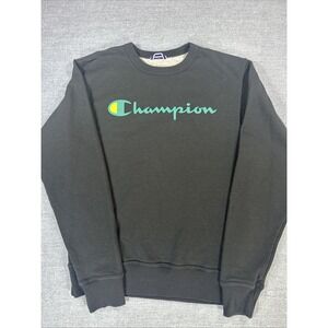 Champion Authentic Athletic Wear  Men's Small Black Crewneck With Green Logo